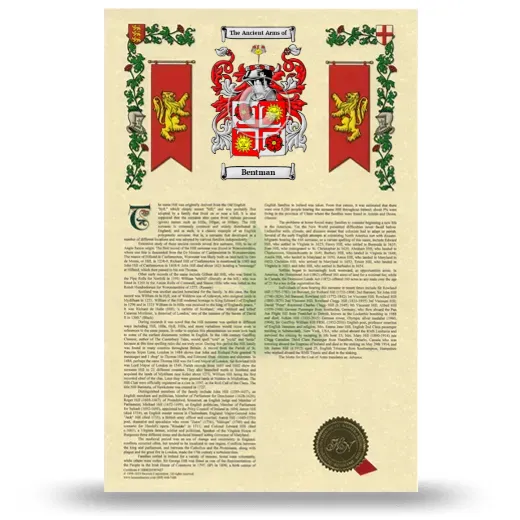 Bentman Armorial History with Coat of Arms