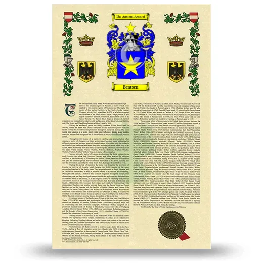 Bentsen Armorial History with Coat of Arms