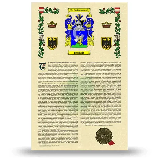 Berkholz Armorial History with Coat of Arms