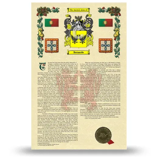 Bernardo Armorial History with Coat of Arms