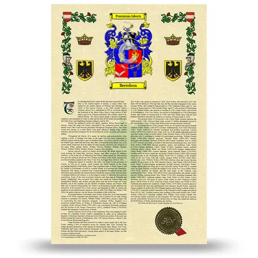 Bertelsen Armorial History with Coat of Arms