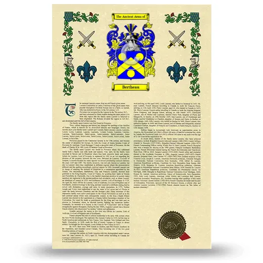 Bertheau Armorial History with Coat of Arms