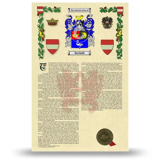 Berthold Armorial History with Coat of Arms
