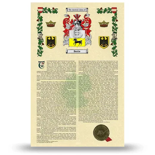 Bertie Armorial History with Coat of Arms