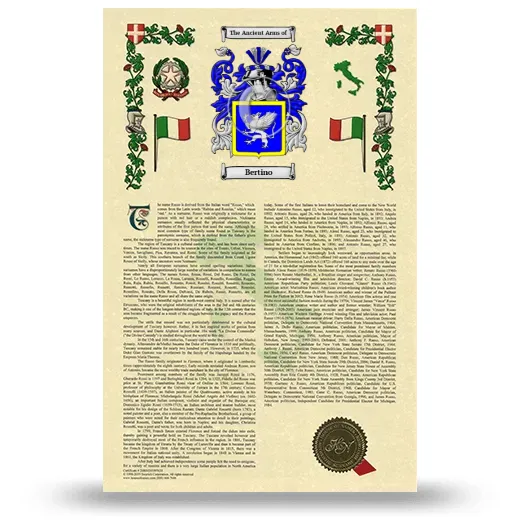 Bertino Armorial History with Coat of Arms