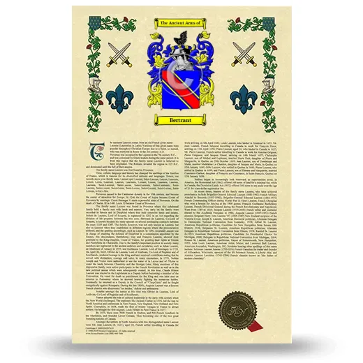 Bertrant Armorial History with Coat of Arms
