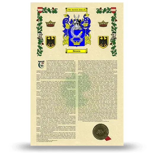 Bessen Armorial History with Coat of Arms