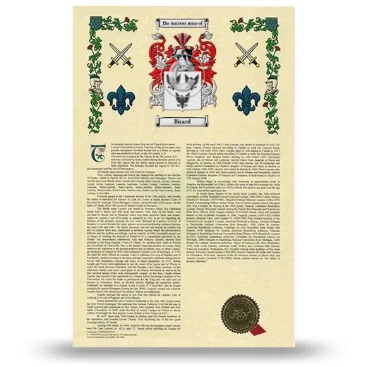 Bicard Armorial History with Coat of Arms