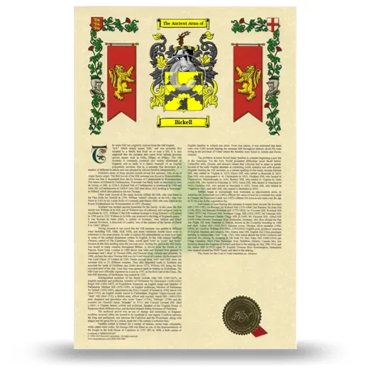 Bickell Armorial History with Coat of Arms