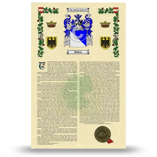 Bieben Armorial History with Coat of Arms