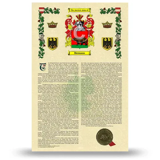Biermans Armorial History with Coat of Arms