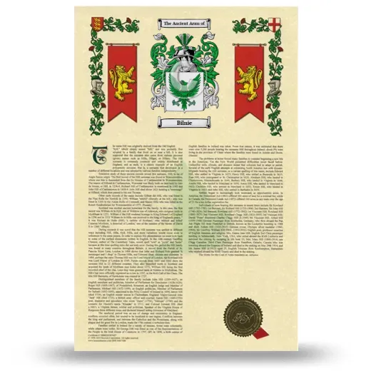 Bilnie Armorial History with Coat of Arms