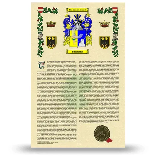 Birkmann Armorial History with Coat of Arms