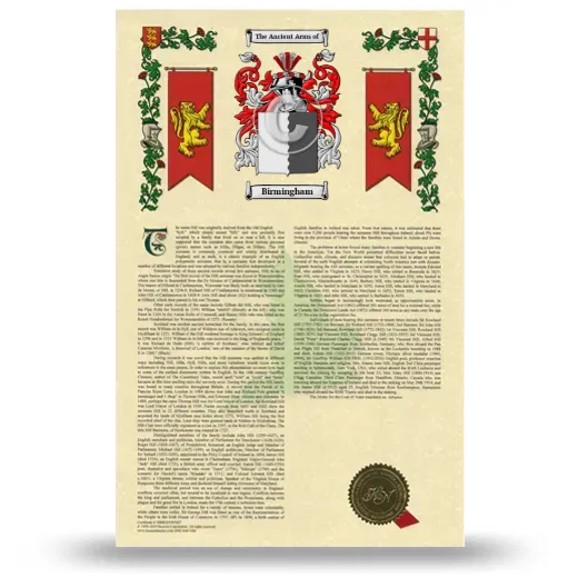 Birmingham Armorial History with Coat of Arms