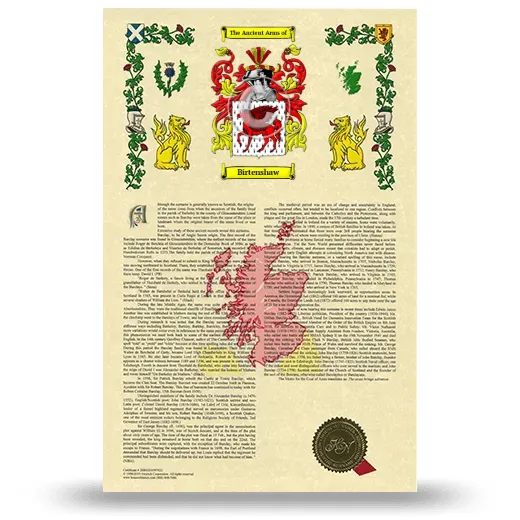 Birtenshaw Armorial History with Coat of Arms