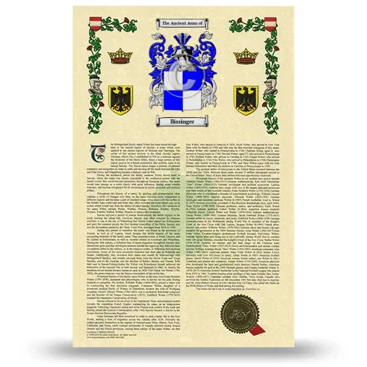 Bissinger Armorial History with Coat of Arms