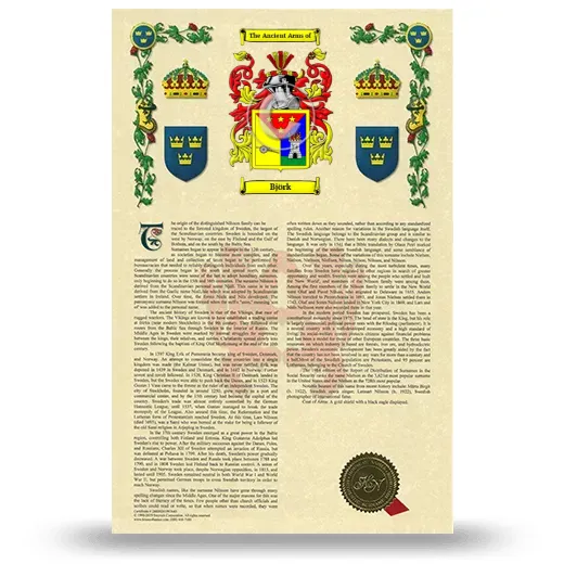 Björk Armorial History with Coat of Arms