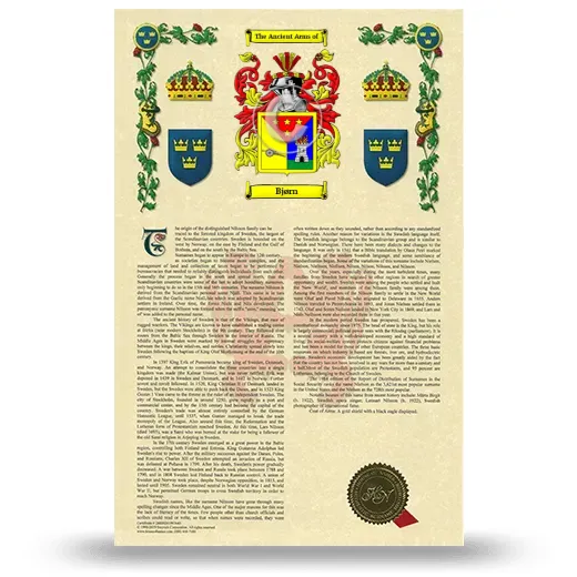 Bjørn Armorial History with Coat of Arms