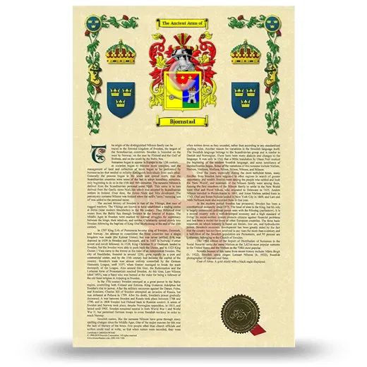Bjornstad Armorial History with Coat of Arms