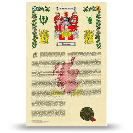 Blanchan Armorial History with Coat of Arms