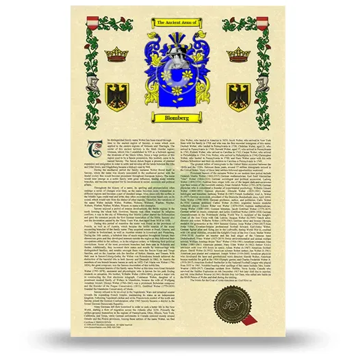 Blomberg Armorial History with Coat of Arms