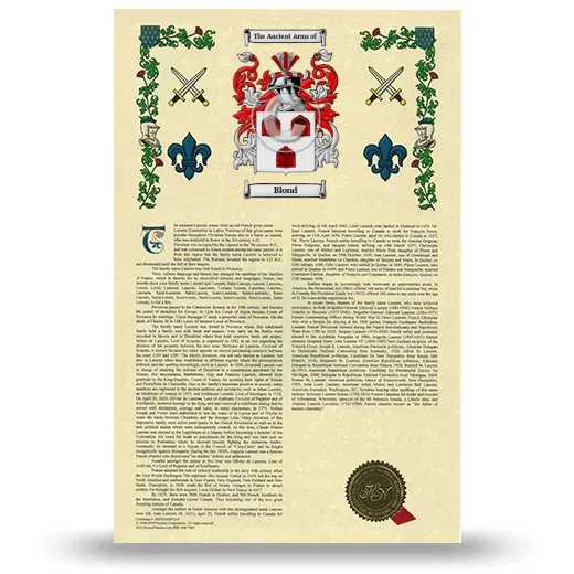 Blond Armorial History with Coat of Arms
