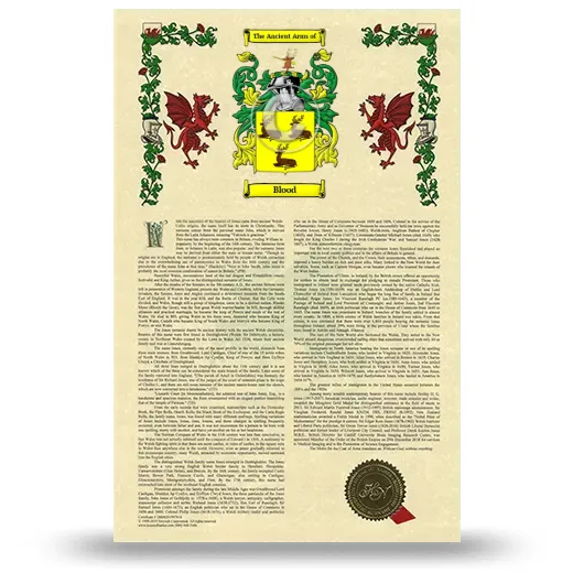 Blood Armorial History with Coat of Arms