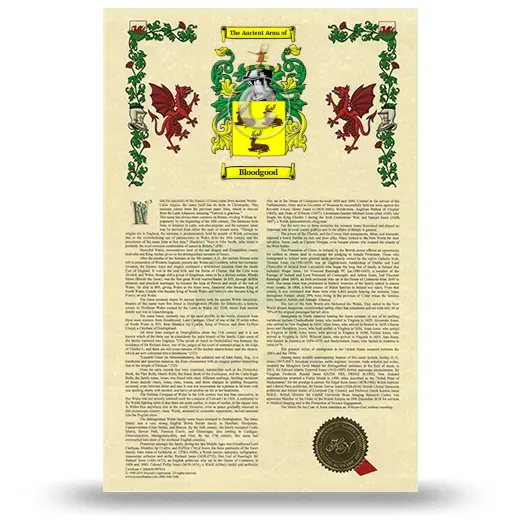 Bloodgood Armorial History with Coat of Arms