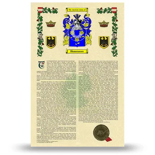 Blumenauer Armorial History with Coat of Arms