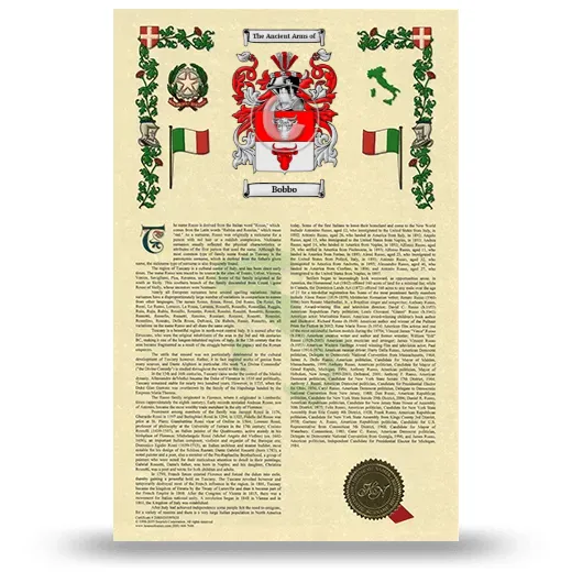 Bobbo Armorial History with Coat of Arms