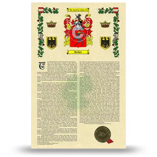 Bocher Armorial History with Coat of Arms