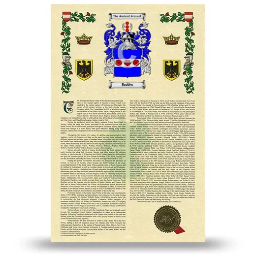 Bodén Armorial History with Coat of Arms