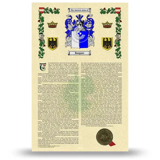 Boegner Armorial History with Coat of Arms