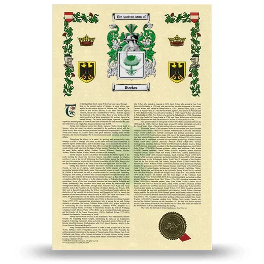 Boeker Armorial History with Coat of Arms