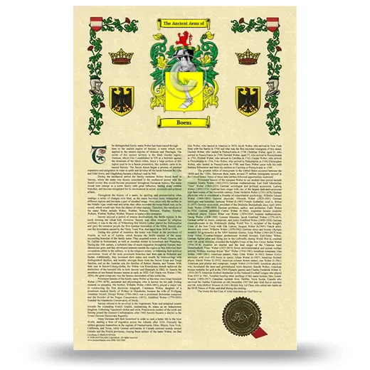 Boem Armorial History with Coat of Arms