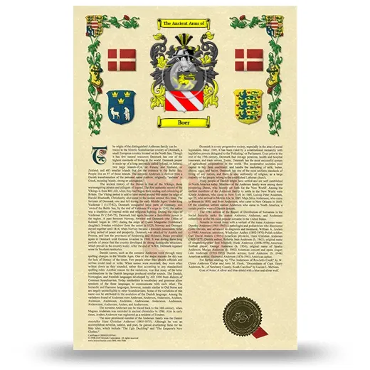 Boer Armorial History with Coat of Arms