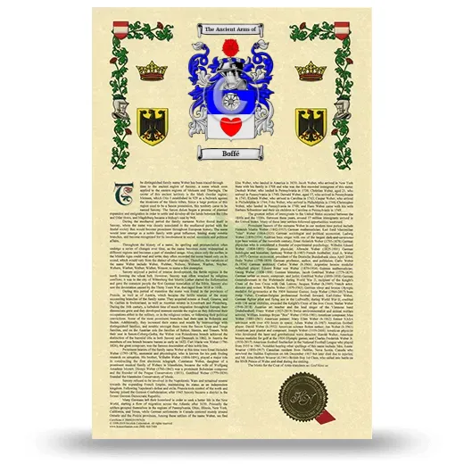 Boffé Armorial History with Coat of Arms