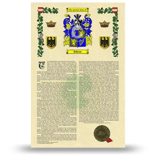 Bohene Armorial History with Coat of Arms
