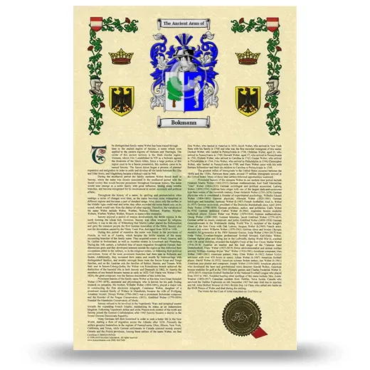 Bokmann Armorial History with Coat of Arms