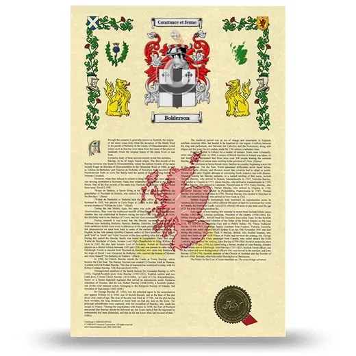 Bolderson Armorial History with Coat of Arms