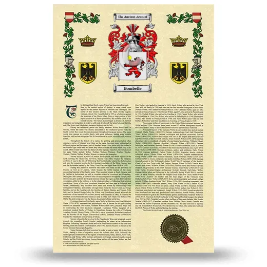 Bombelle Armorial History with Coat of Arms