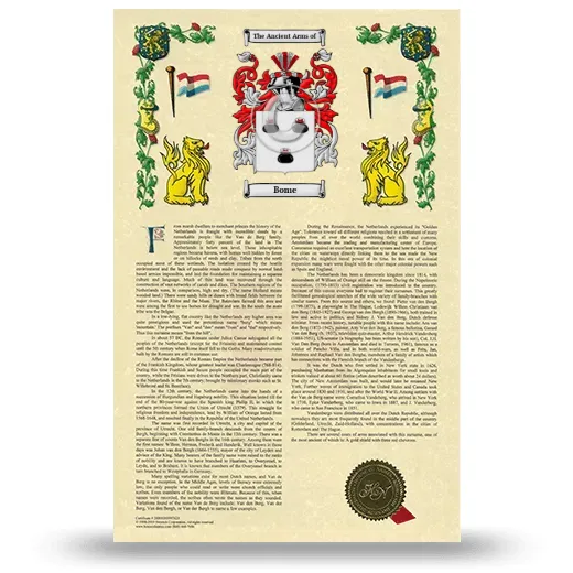 Bome Armorial History with Coat of Arms