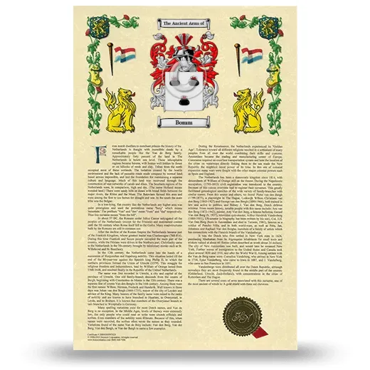 Bomm Armorial History with Coat of Arms