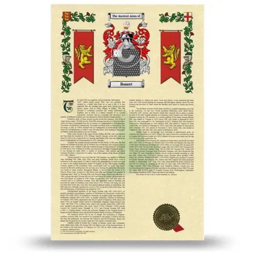 Bonert Armorial History with Coat of Arms