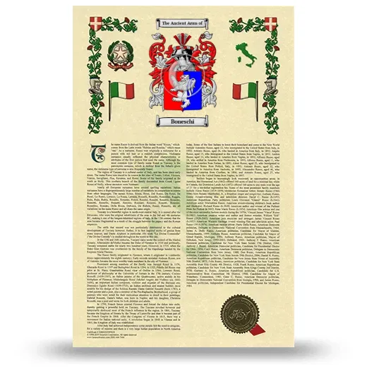 Boneschi Armorial History with Coat of Arms