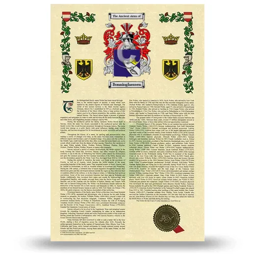 Bonninghausen Armorial History with Coat of Arms