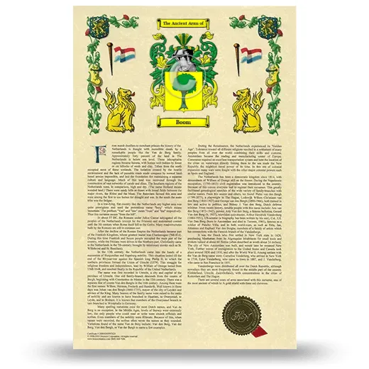 Boom Armorial History with Coat of Arms
