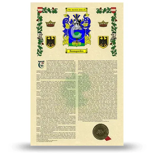 Boomgarden Armorial History with Coat of Arms