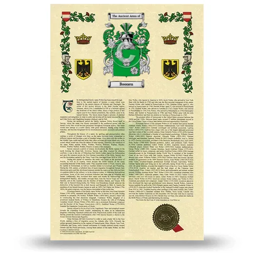 Boonen Armorial History with Coat of Arms