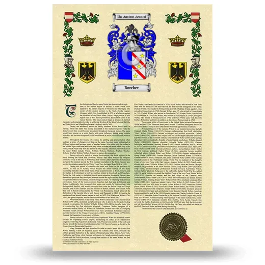 Borcker Armorial History with Coat of Arms